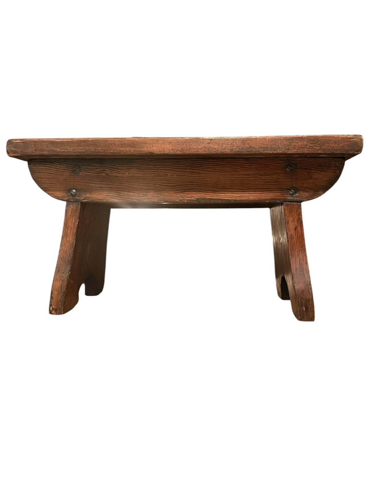 Primitive Antique Patinated Wooden Milking Stool Bench Rustic Farmhouse Decor