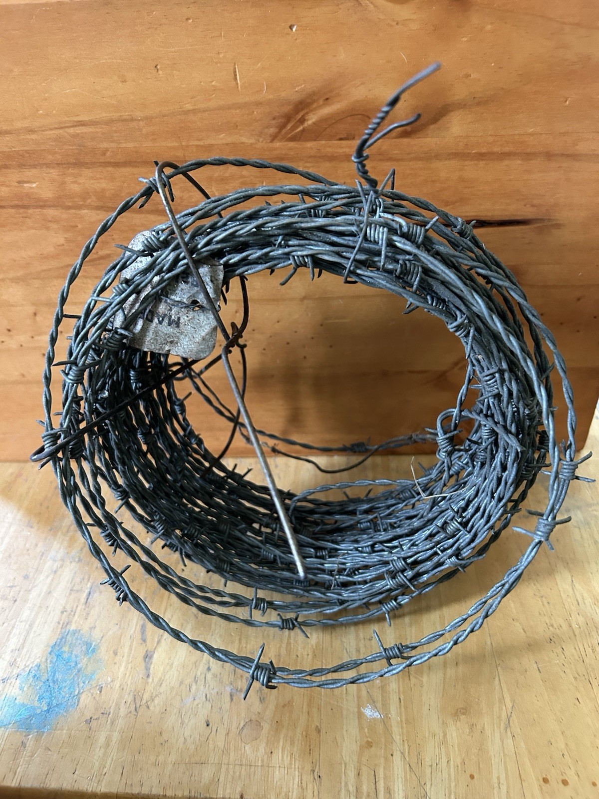 Vtg Antique Old Metal Barbed Wire Rustic Western Wall Decor Wreath BELGIUM