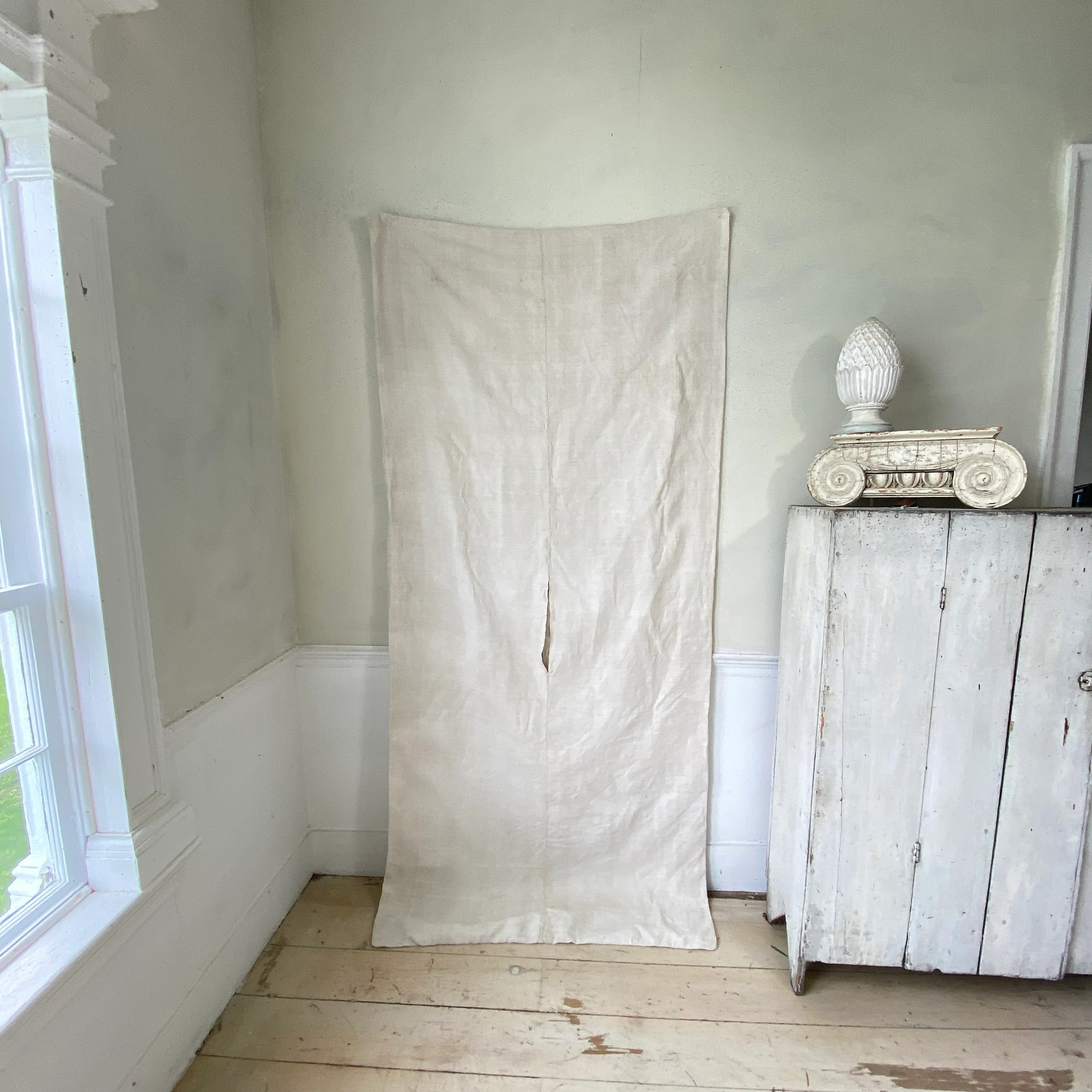 Homespun organic hemp textile bedding piece HEAVY upholstery fabric material