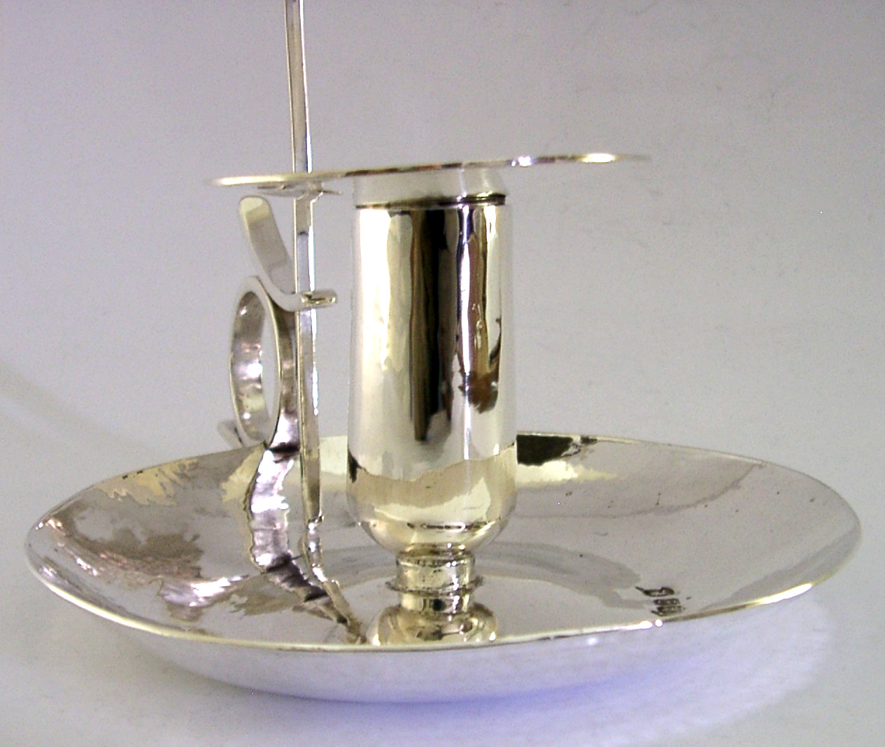 256g SCOTTISH STERLING SILVER CHAMBERSTICK CANDLE HOLDER & SNUFFER 1977