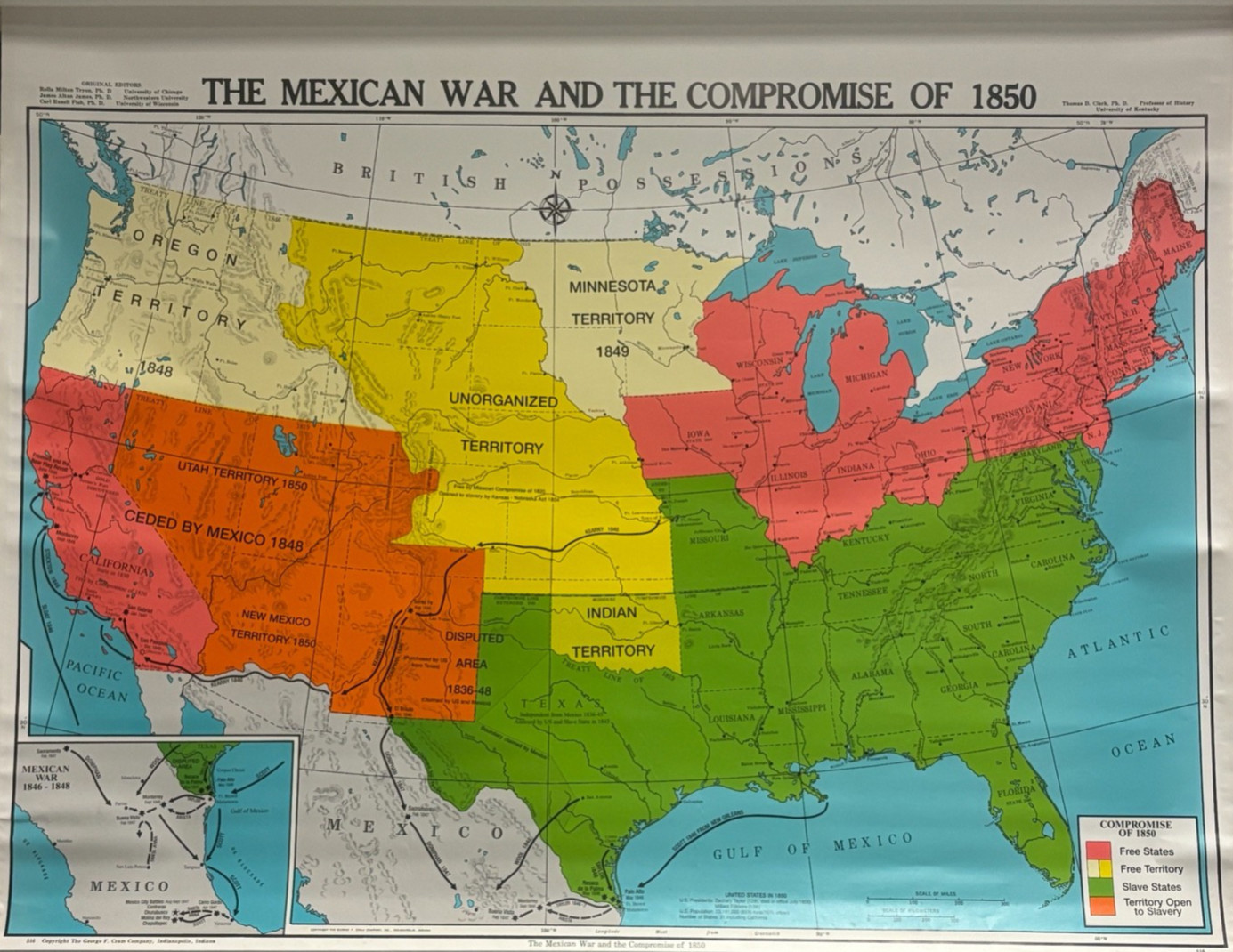 Pull Down School Maps 19 Layer U.S History. Vintage, Salvage, Old, Antique.