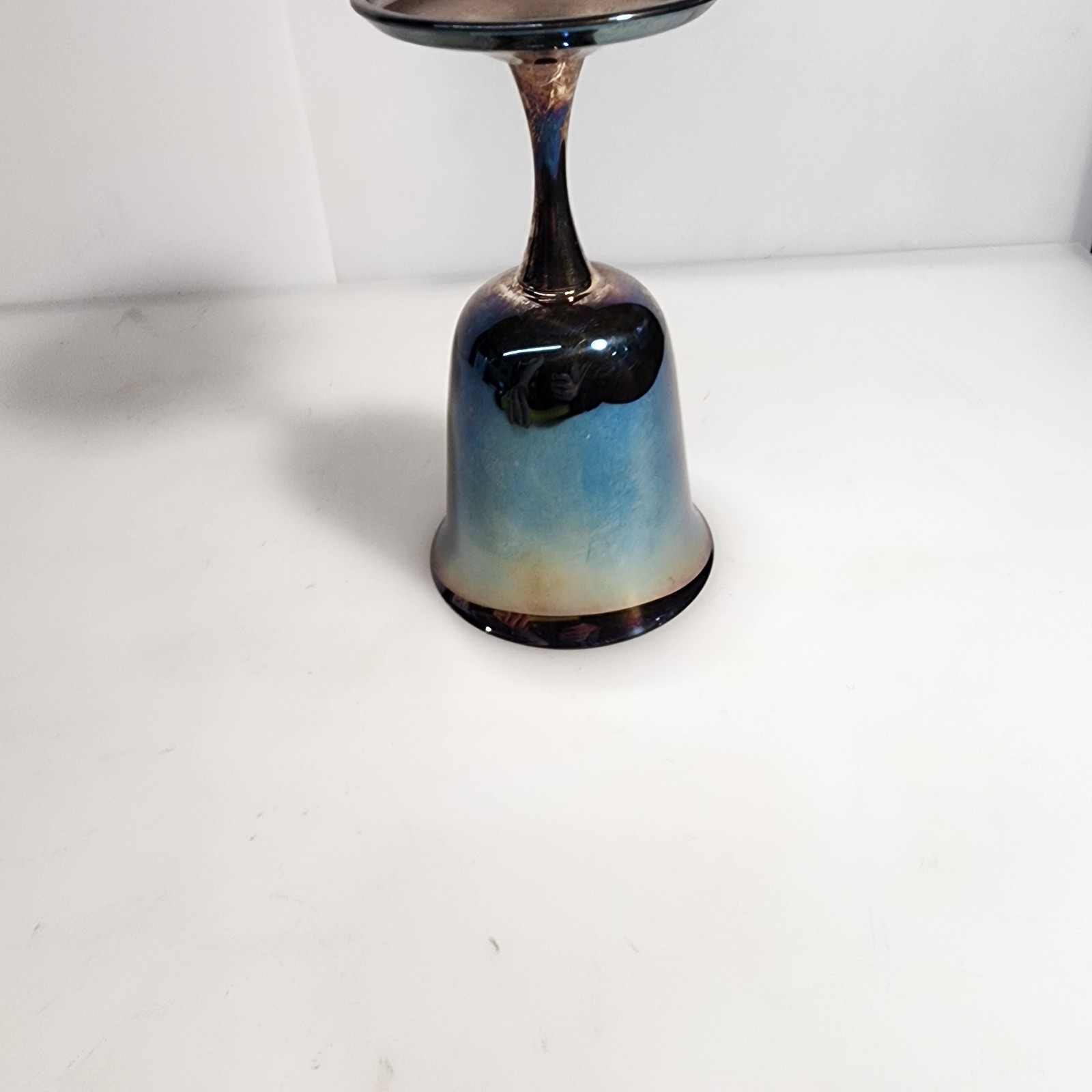 Silver Plate Goblet 6” Medieval Style Tarnished Patina Blue Hue