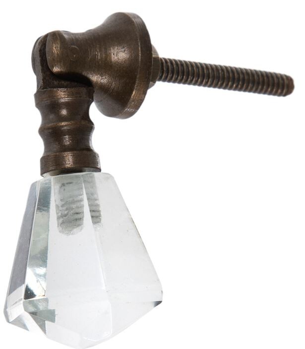 Prism Glass Teardrop Drawer Pull Handle Drop Hinged Knob Vintage-Brass Cabinet