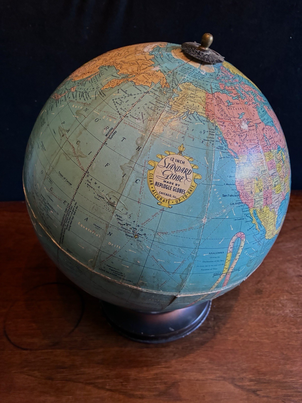 RARE VNTG SUMMER 1939 PRE WWII ANSCHLUSS 12” REPLOGLE DESK GLOBE AUSTRIA ANNEX