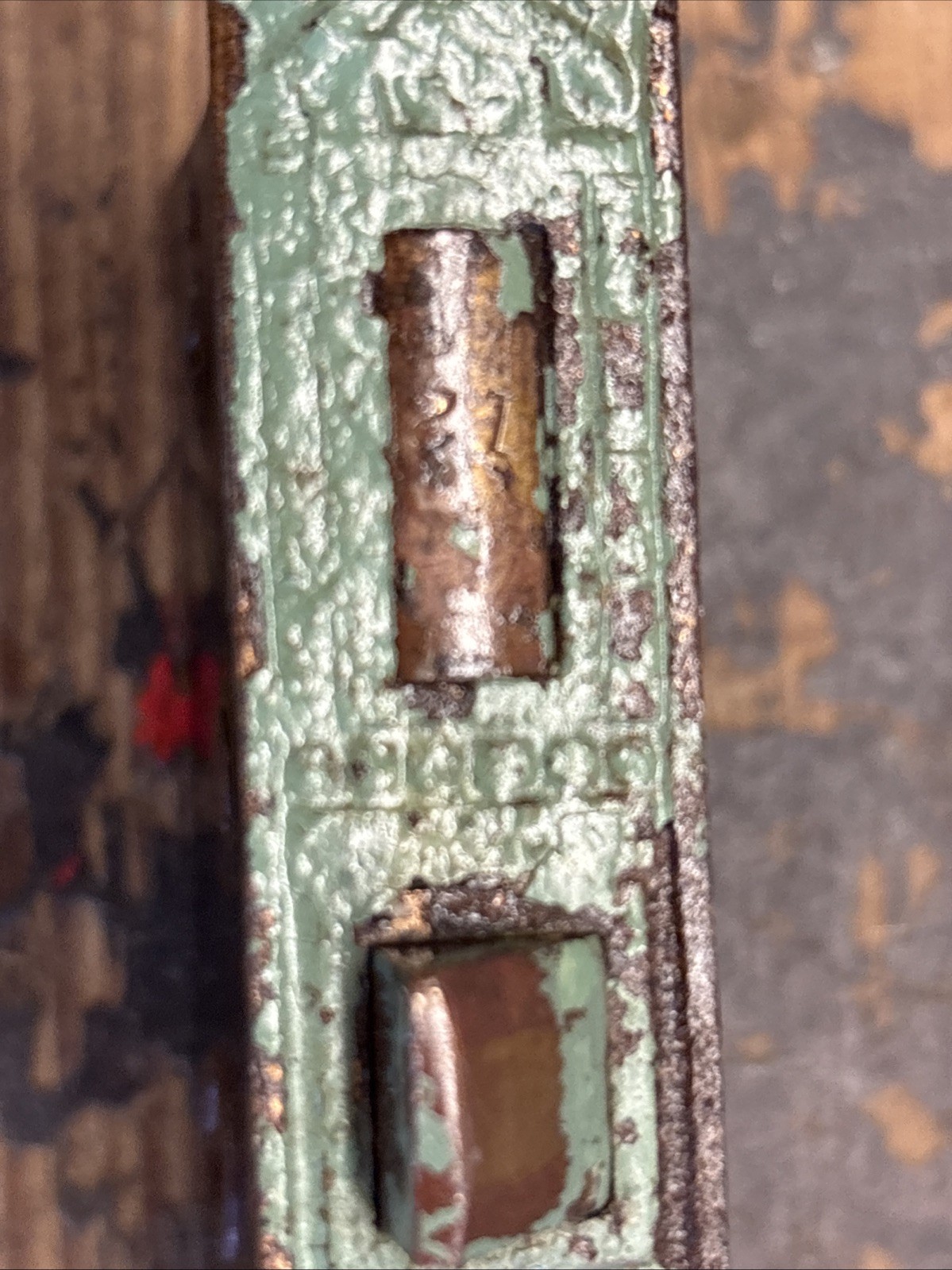Vintage Mortise Lock Door Hardware Salvage Skeleton Keyhole NO Key Green Paint
