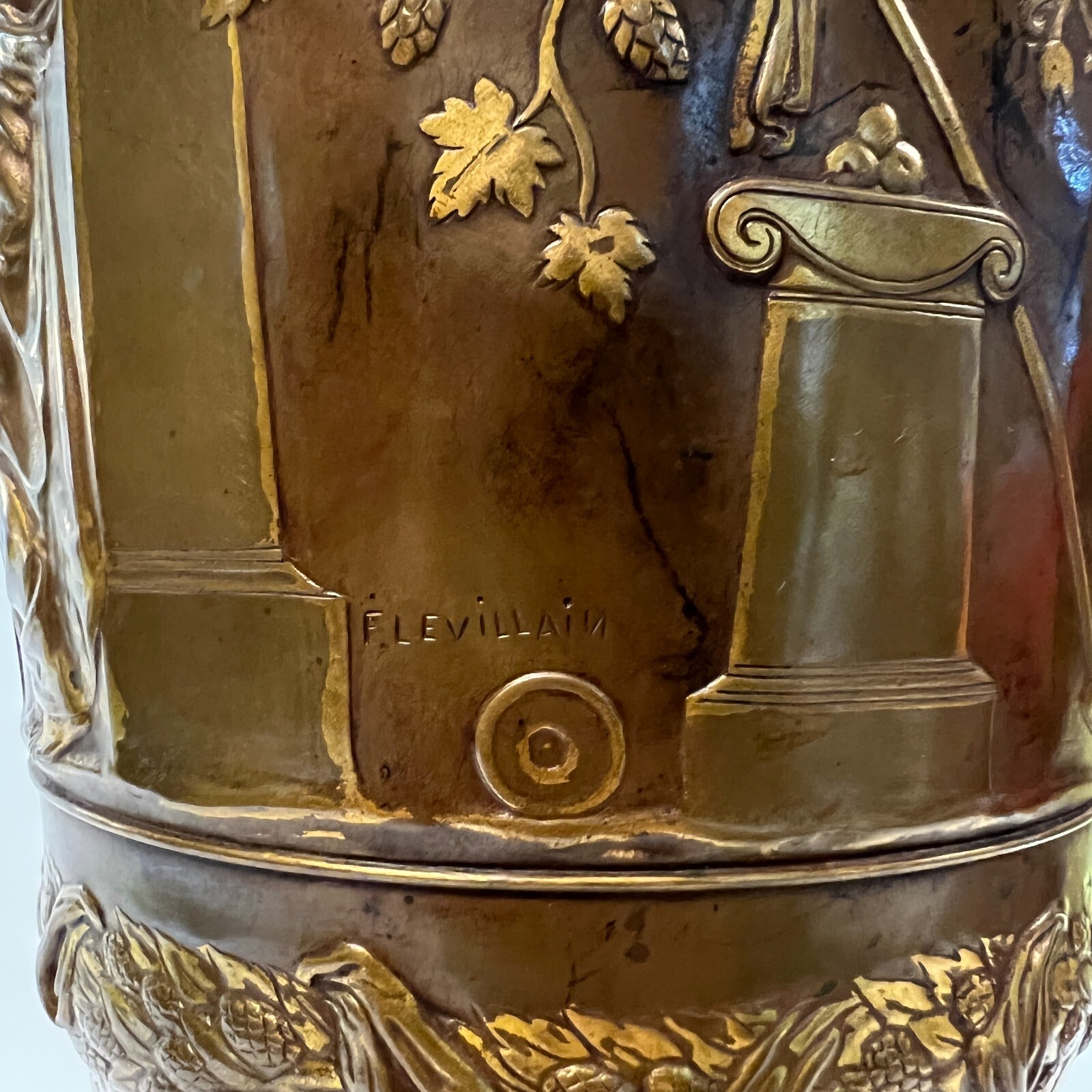Barbedienne Bacchanalian Bronze Vase by Ferdinand Levillian
