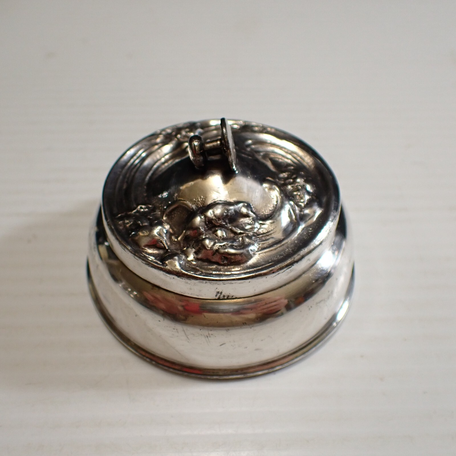 Antique Silver Plate Cufflink Box – Trinket Box – Collar Stud Box – Pill Box