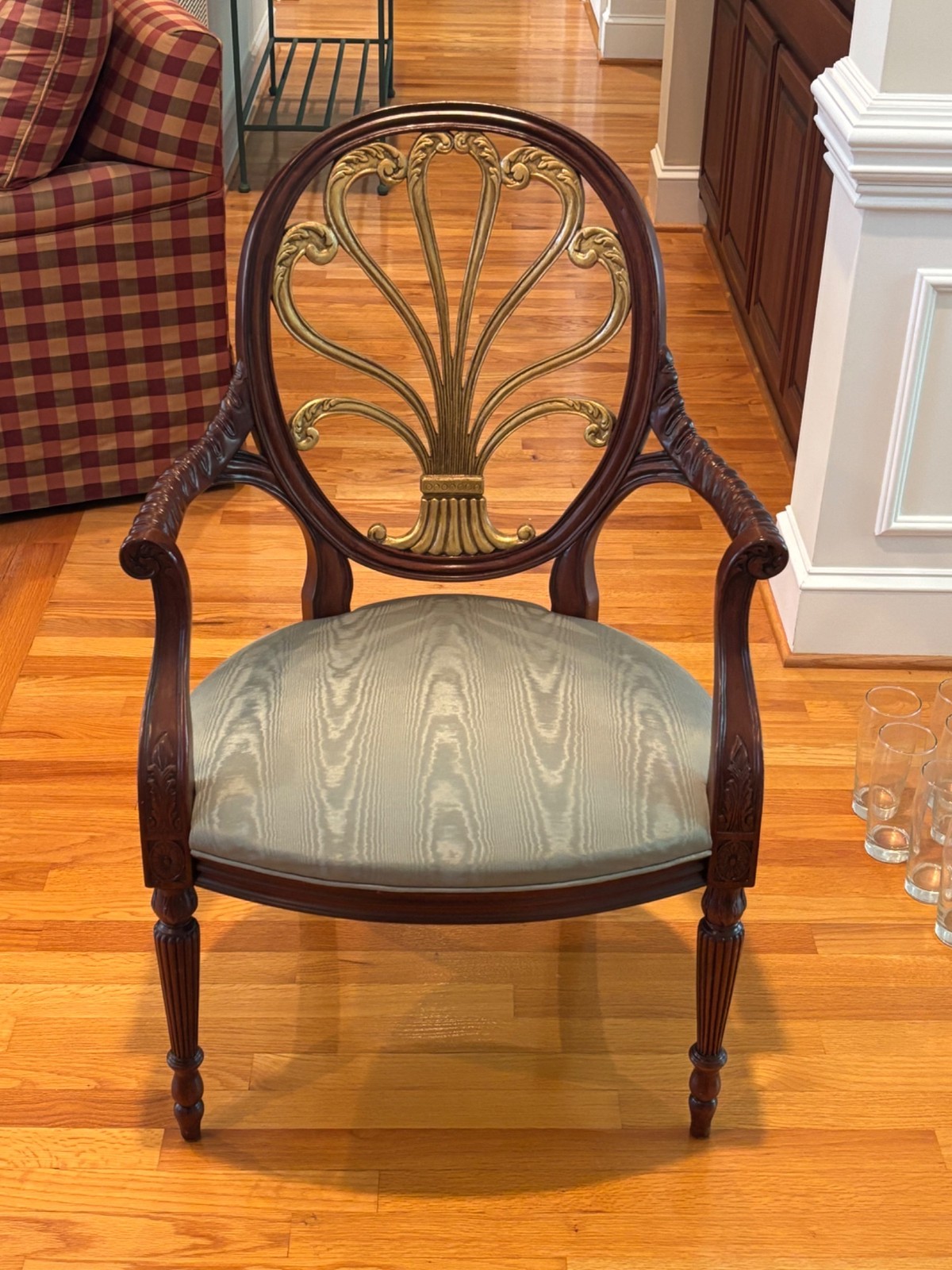 Hickory Antique Chair Anthemion Back Fauteuil Neoclassical Adam Design Feather