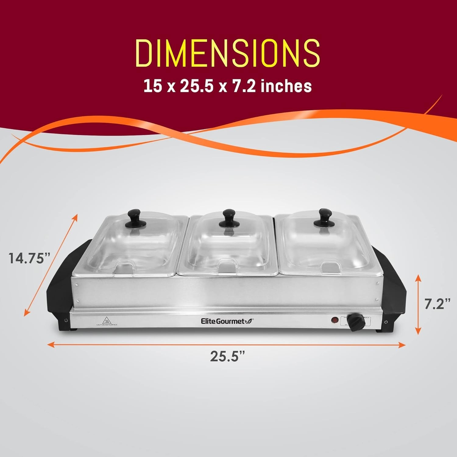 Buffet Server with Clear Lids & Temp Control – 3 Trays, Perfect for Holidays