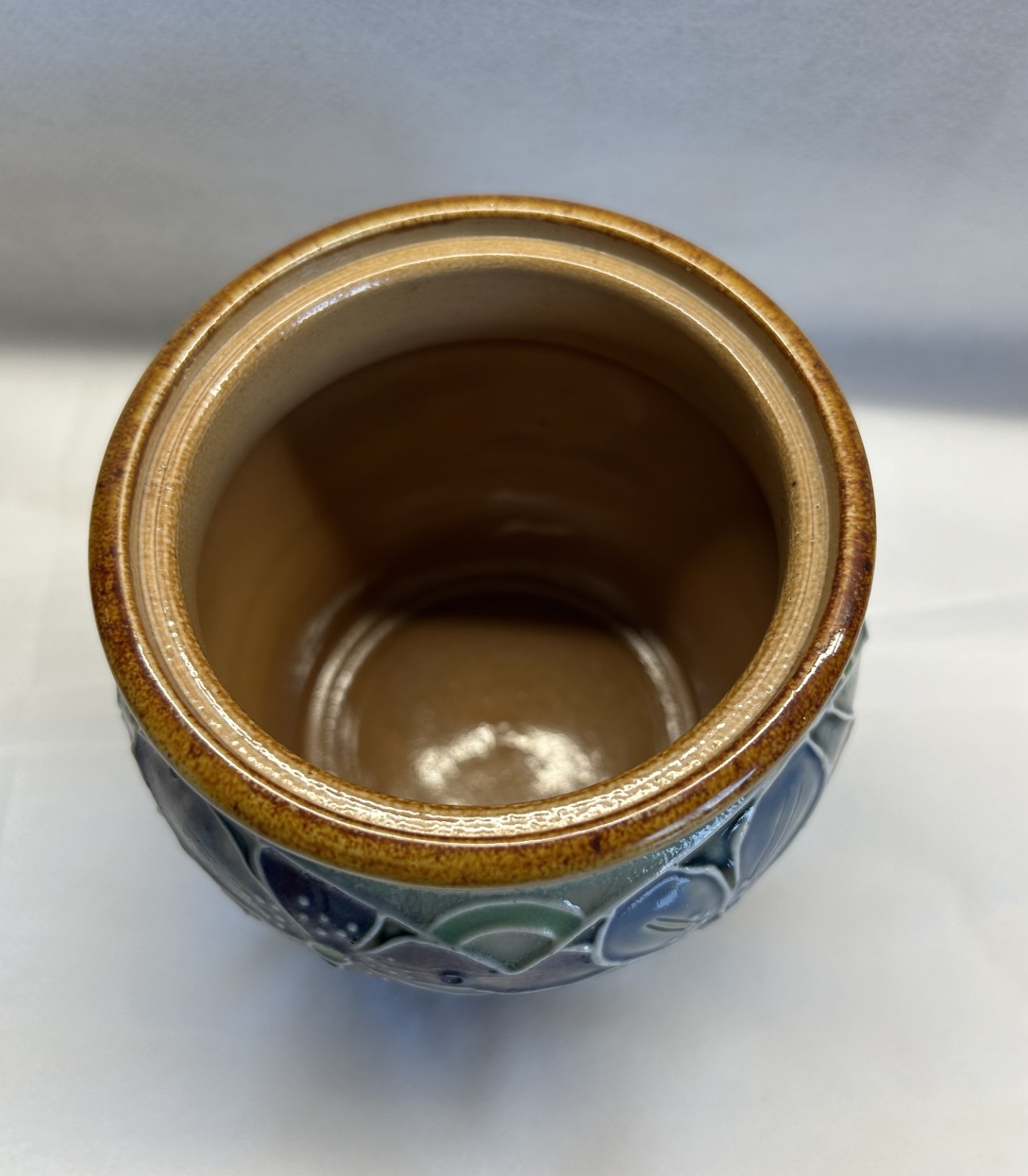 Royal Doulton Florrie Jones Floral Art Nouveau Lidded Jar c.1902-22 Tobacco