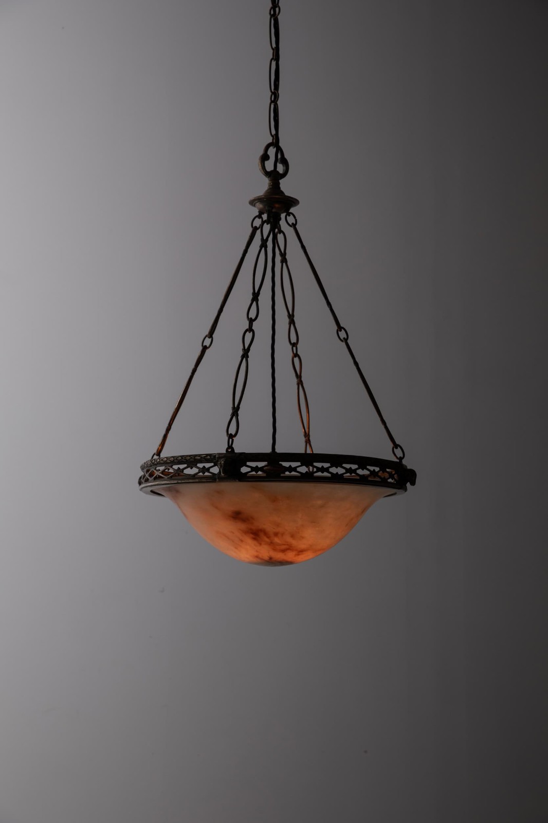 Large Antique Faraday & Son Alabaster Plafonnier Chandelier Pendant Lamp Light
