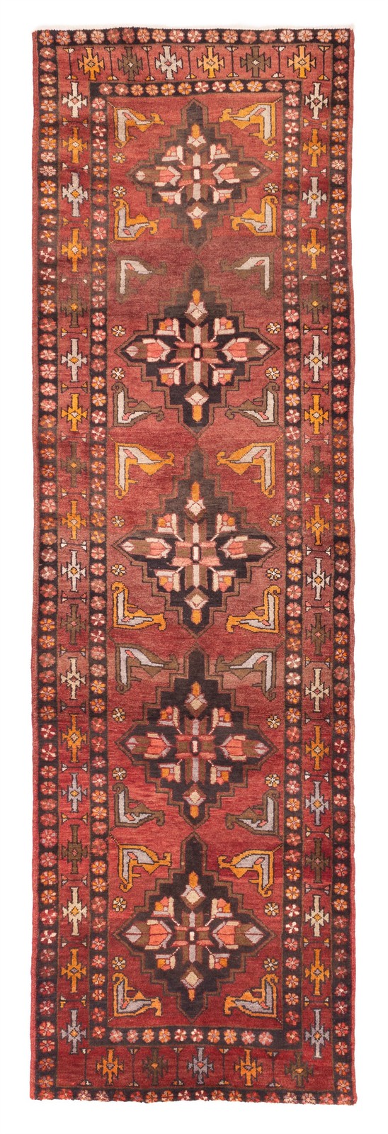 Vintage Hand-knotted Runner Rug 3’11” x 13’3″ Traditional Oriental Wool Carpet