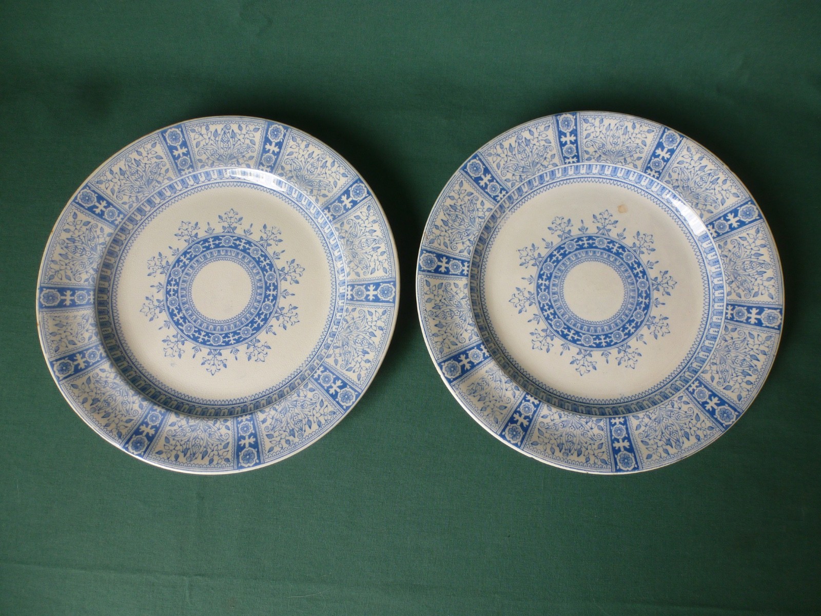 Two Staffordshire Brownhills Pottery Co Kandahar Pattern Blue Transfer Plates