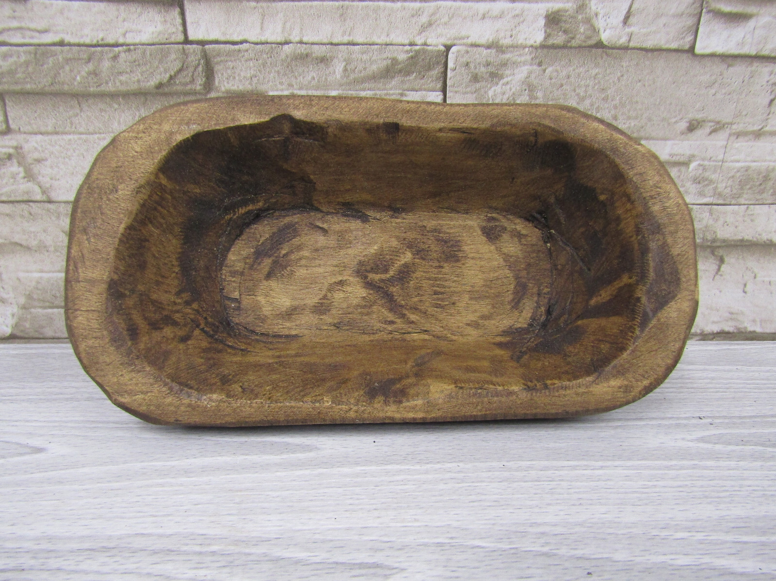 Primitive Wooden Rustic Small Mini Hand Carved Dough Bowl Farmhouse Cabin