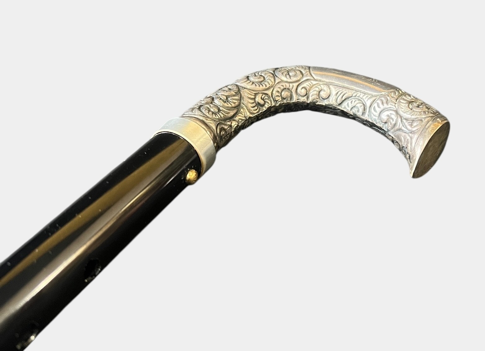 ANTIQUE Early 20th C Sterling Collapsable Gentlemans Cane w/ Velvet Bag
