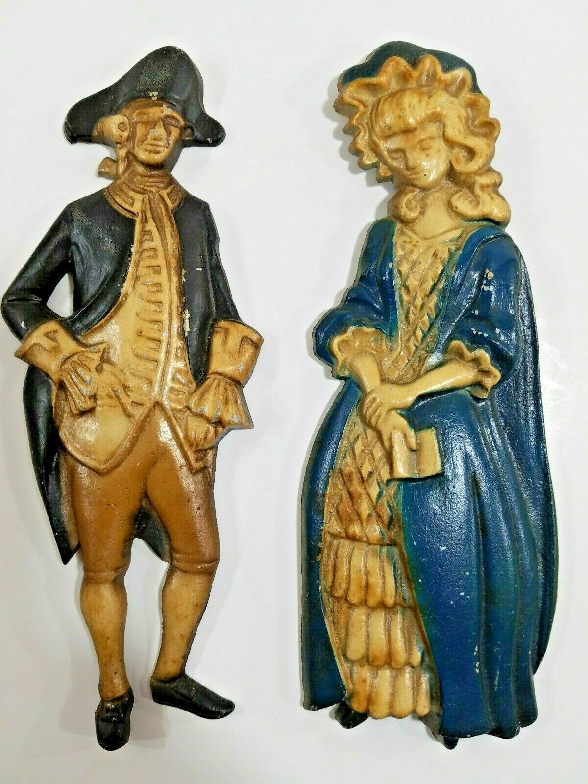 Vintage Sexton Cast Aluminum Metal Colonial George & Martha Washington Wall Art