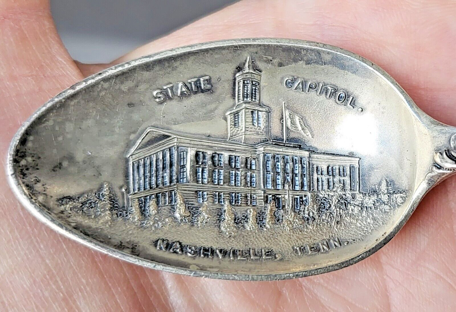Sterling Silver Souvenir Spoon c1900 Tennessee State Capitol Building Bowl 20g