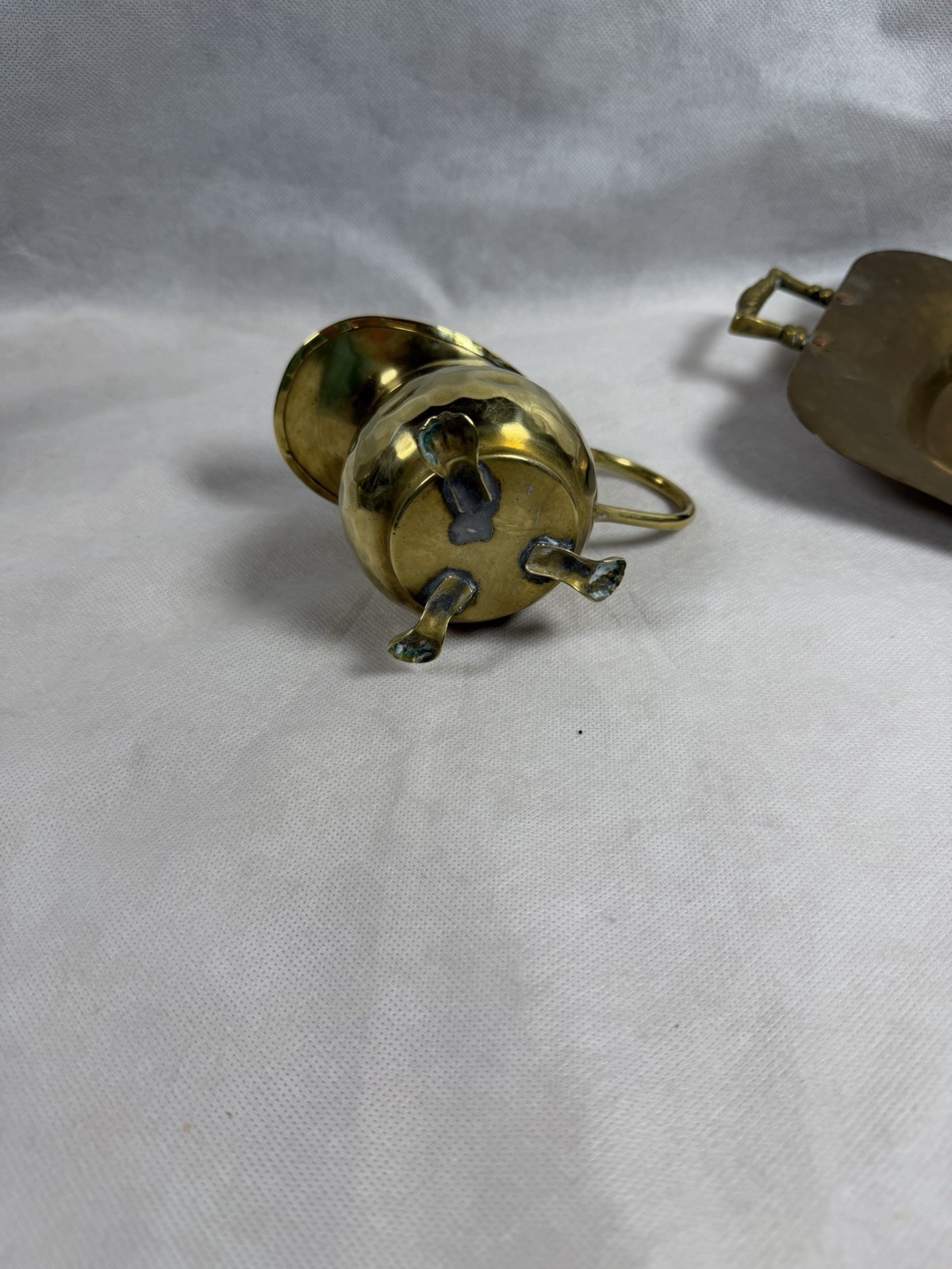 Vintage Hammered Brass Middle Eastern Coffee Set with Pot, Creamer, and Tray