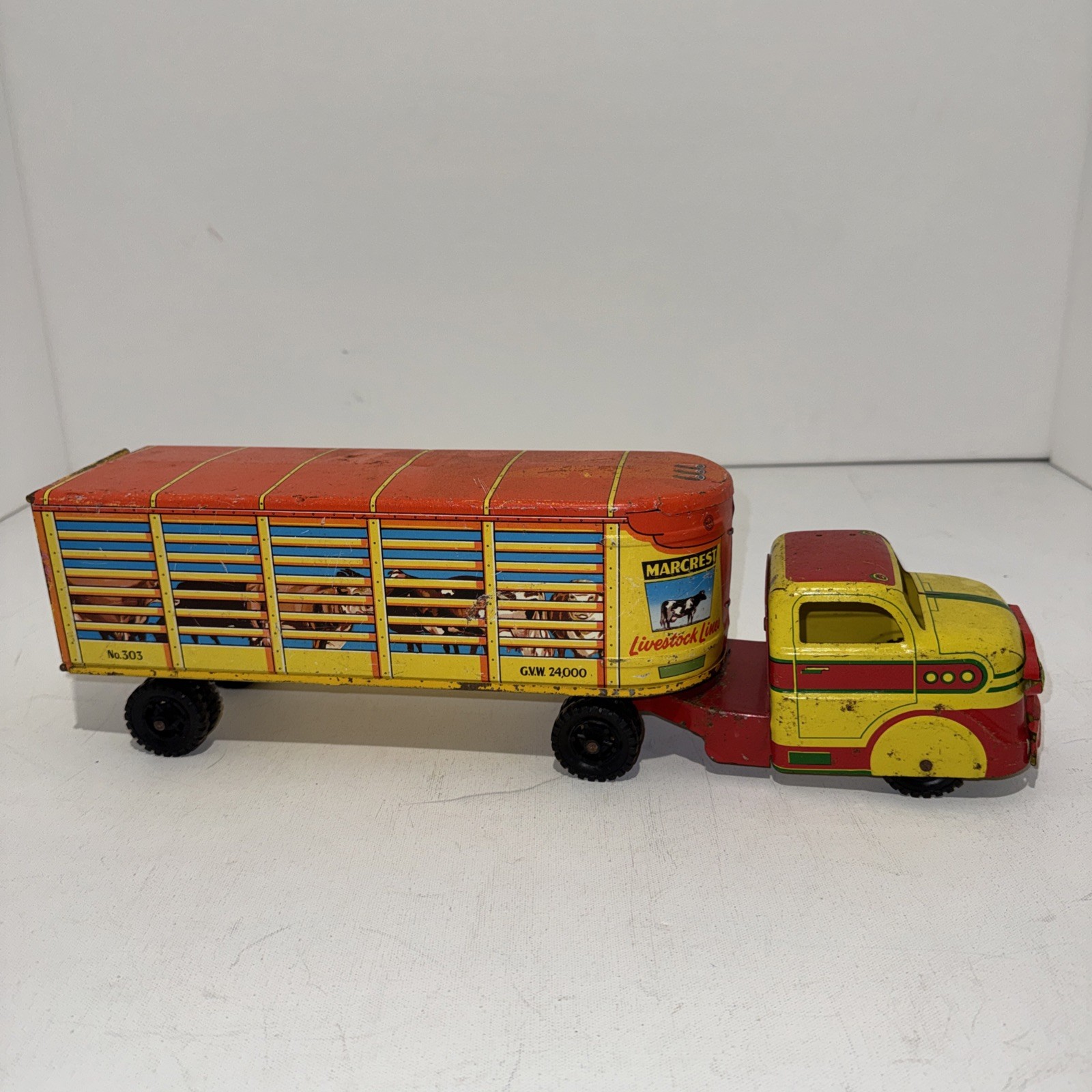 Vintage Marx Marcrest Livestock Lines Cattle Farm Truck No 303 17″