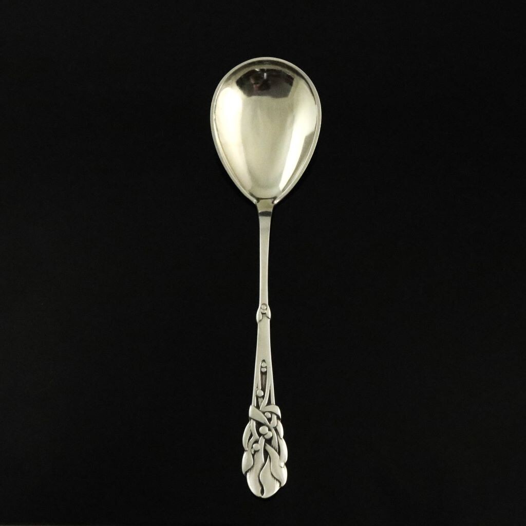 Heimbürger Silver Jam Spoon, Lightly Gilded – Mistletoe / Mistelten