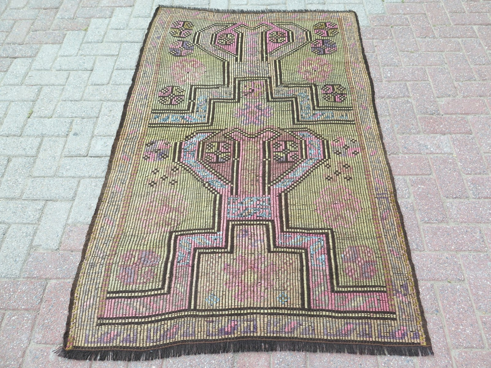 Antique Anatolia Rug Handmade Wool Rug Bedroom Rug Pale Color Carpet 42″x67″