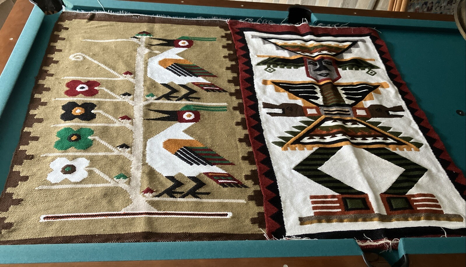 2 Vintage Native American Aztec South Western Wall Hanger Rug 28×46 Inches