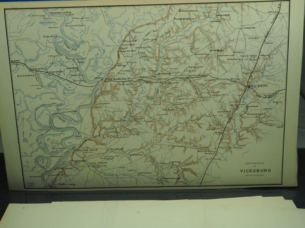 Antique Civil War Map, Comte, “Environs of Vicksburg” 1876