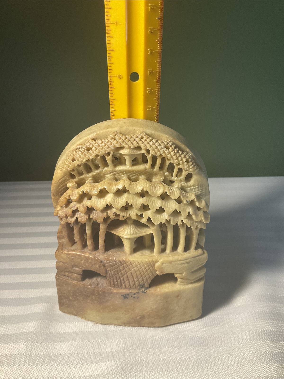 Stone Carving with Temples & Waterfall