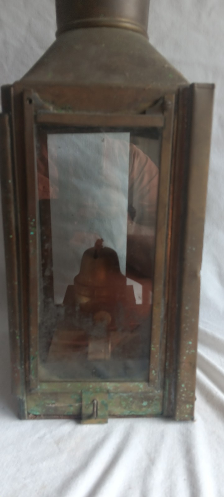 Antique Brass Ship Lantern with original Beveled glass Working 20″