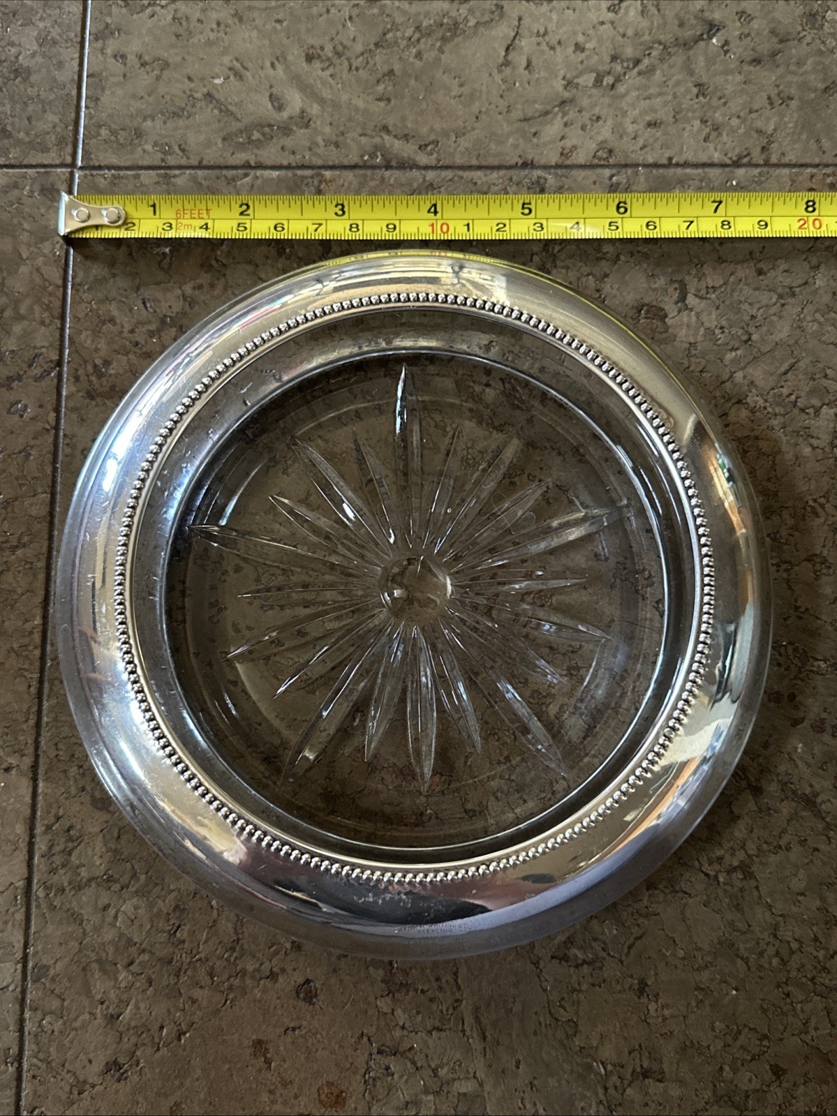Frank M Whiting Sterling Silver Rim Large Champagne Wine Bottle Coaster 6 3/4”