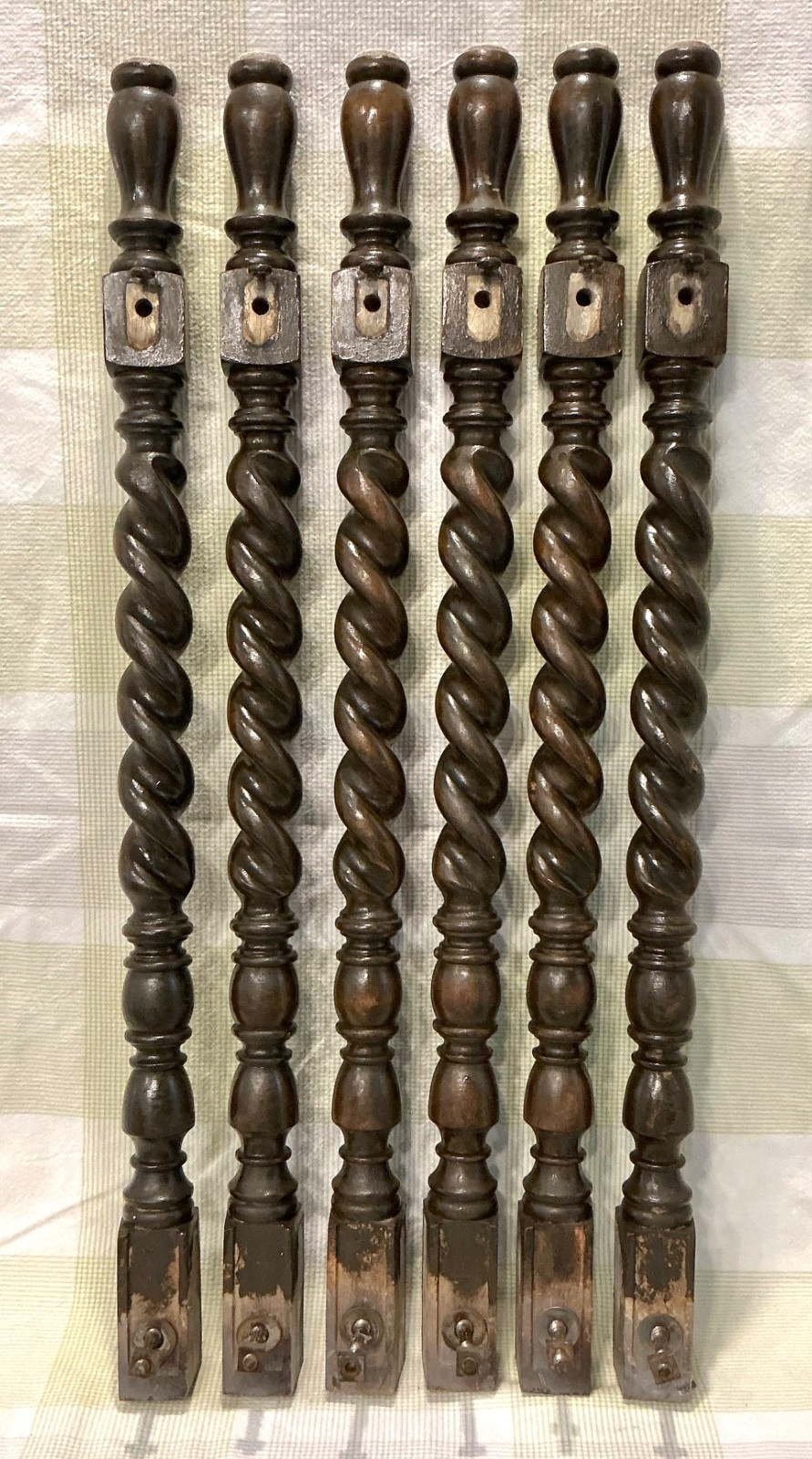 Set of 6 Barley Twist Table Legs Salvage 29-1/4” Wood Vintage