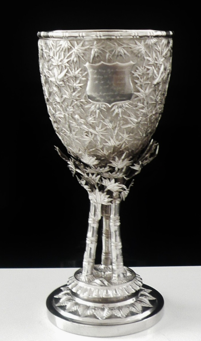 Chinese Export Silver Trophy Prize Goblet, Hong Kong Police Shooting 1886
