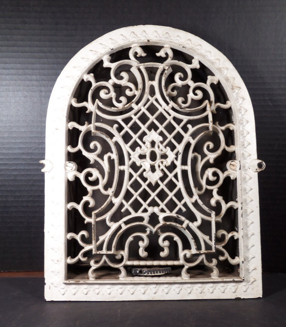 Vintage Cast Iron Arch Dome Wall Register Heat Grate Raised Relief Design