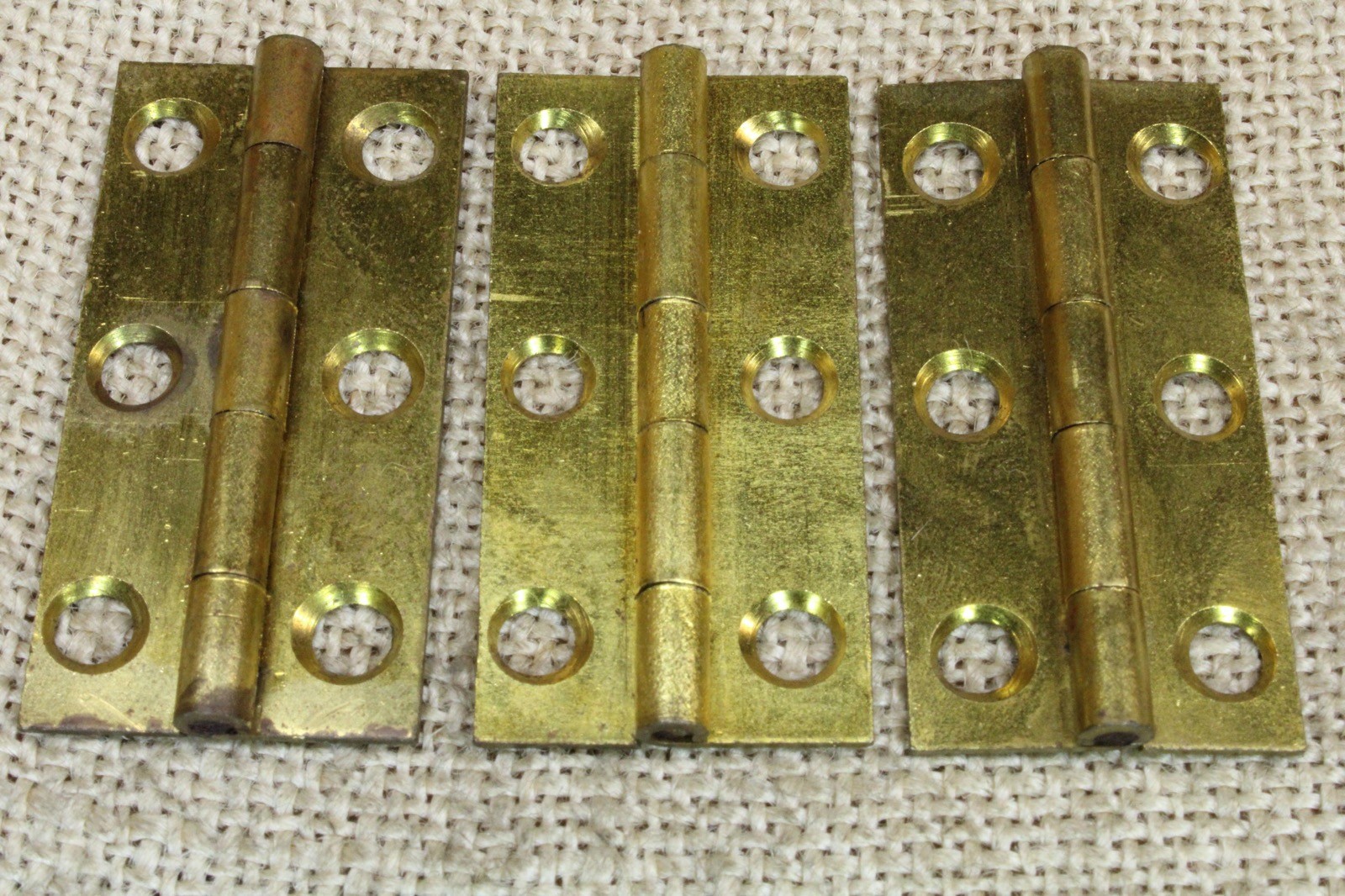 3 Vintage Cabinet Door Hinges Narrow Classic Solid Brass 2 X 1” Stanley USA Made