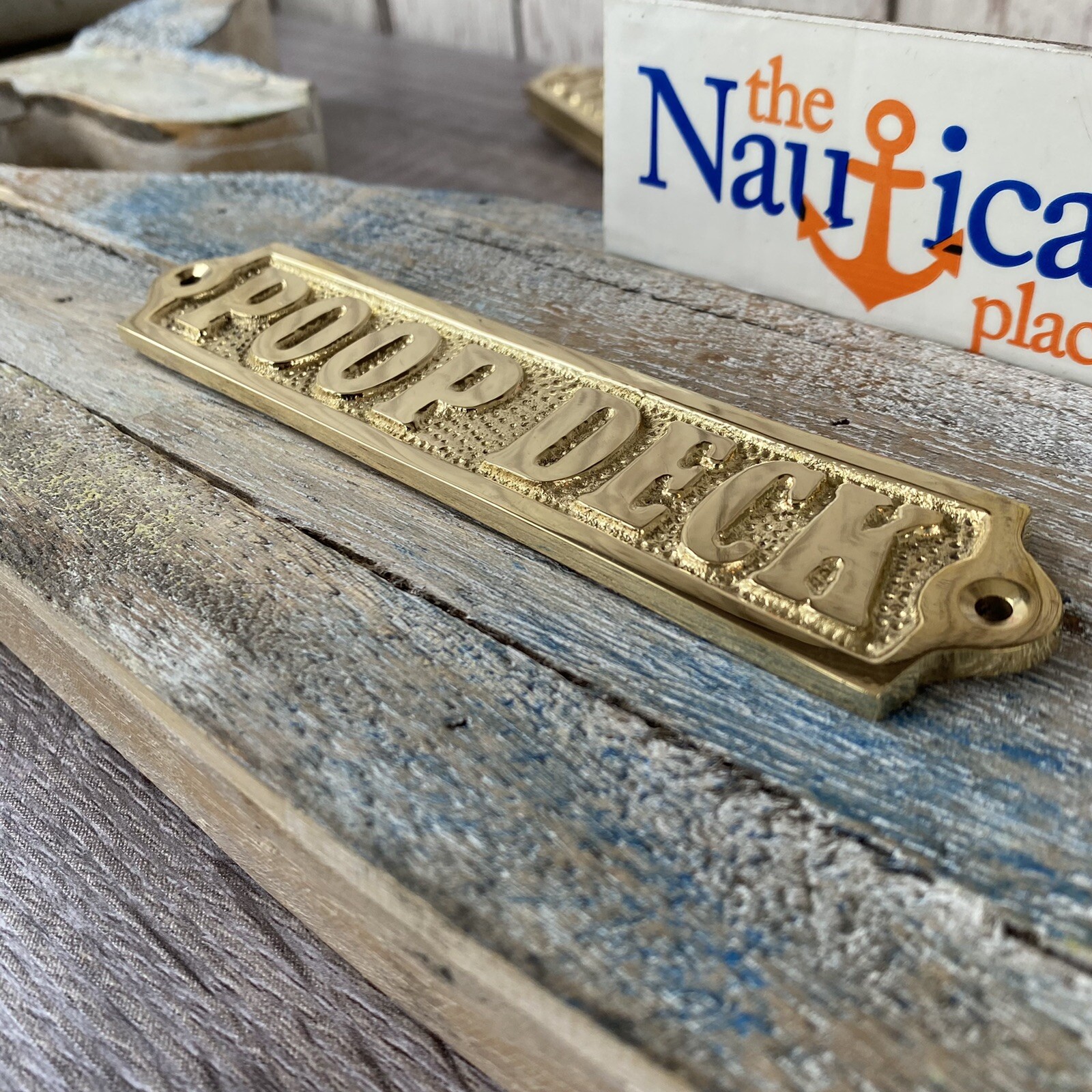 Solid Brass “Poop Deck” Door Sign – Nautical Wall Decor – Boat Cabin