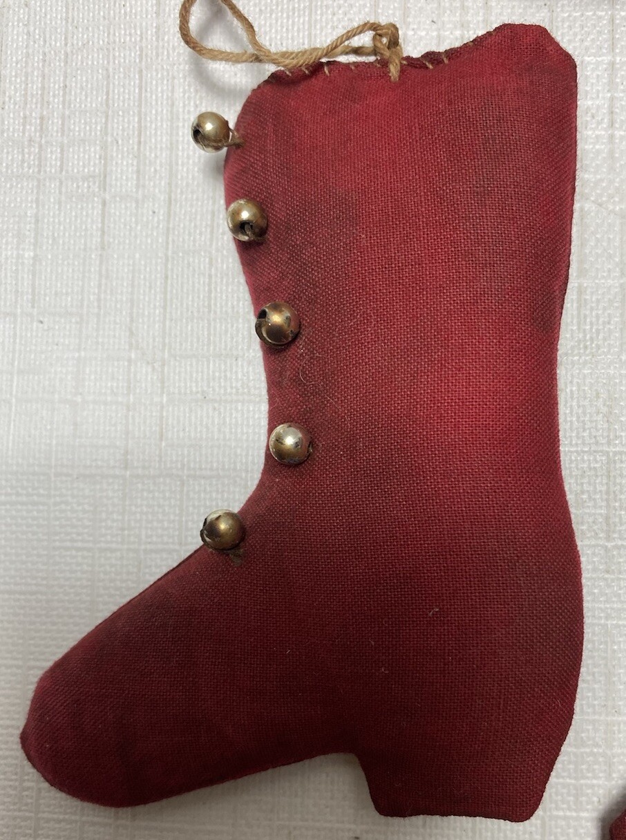 N Schneeman RARE VICTORIAN BOOT Christmas Ornament Red w Beads 2004