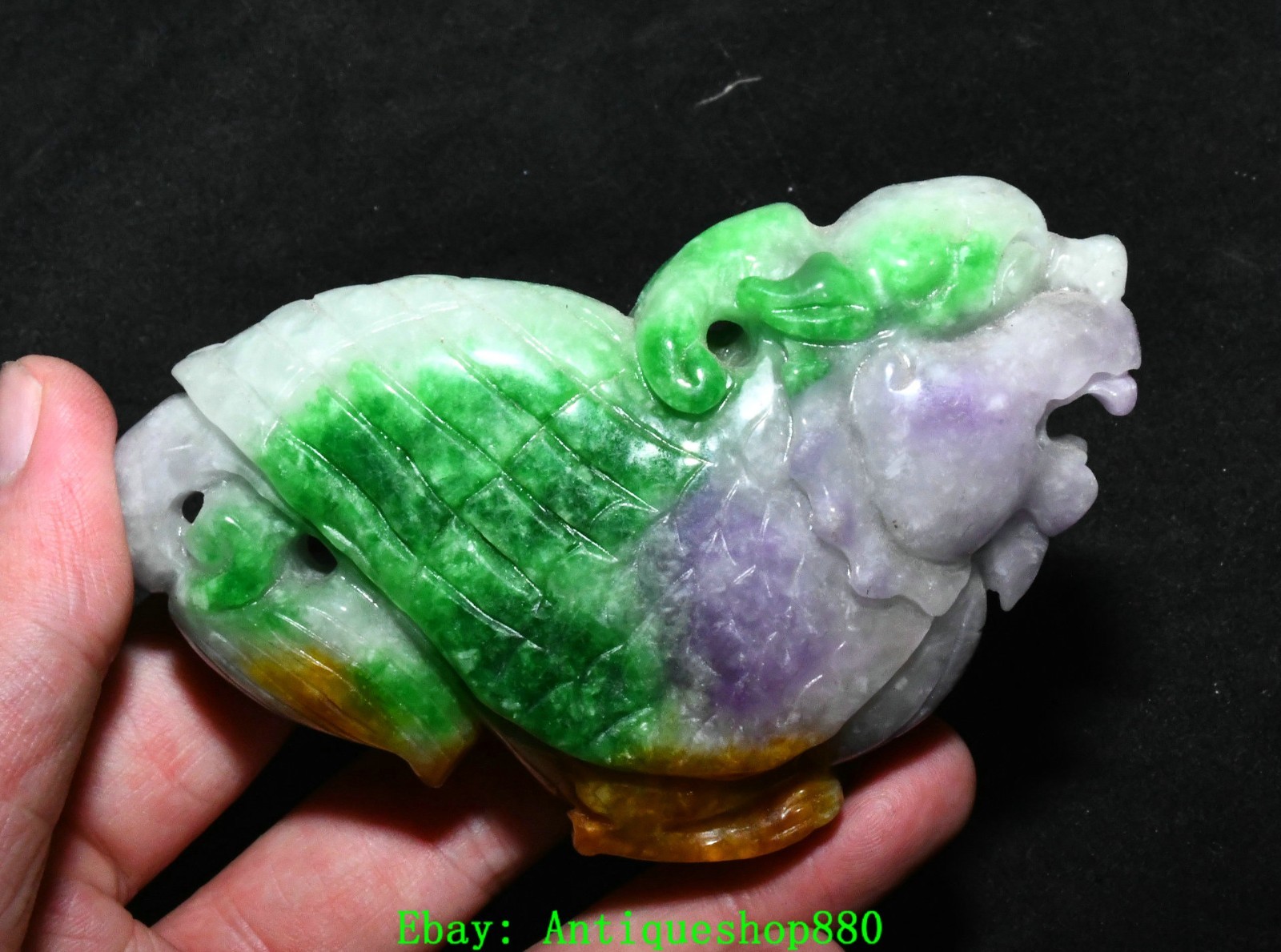 3.5”Old Chinese Emerald Jadeite Carving Fengshui Pixiu Beast Statue Sculpture