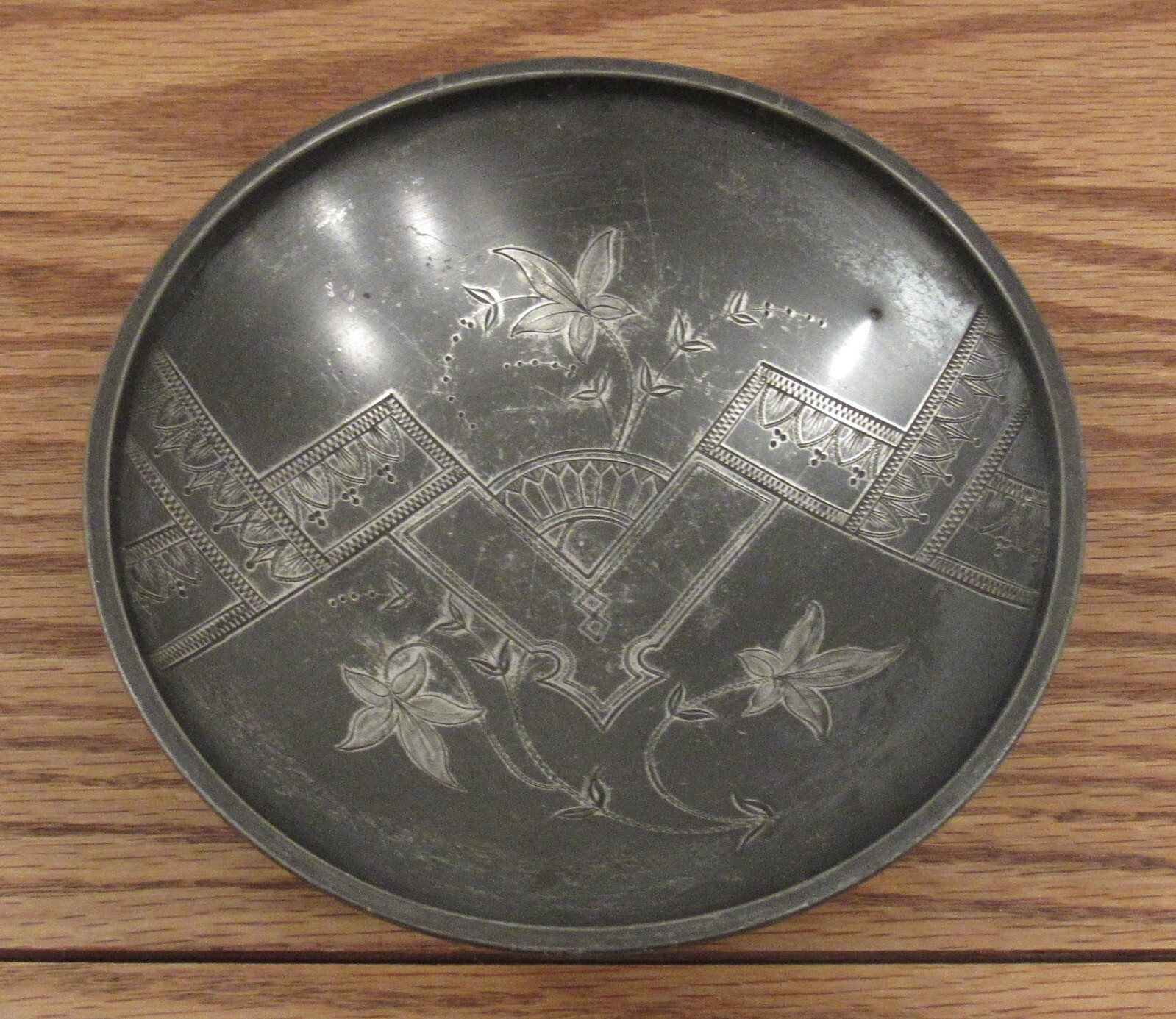 Antique hand engraved Aesthetic movement silverplate bowl floral/Eastlake 6”