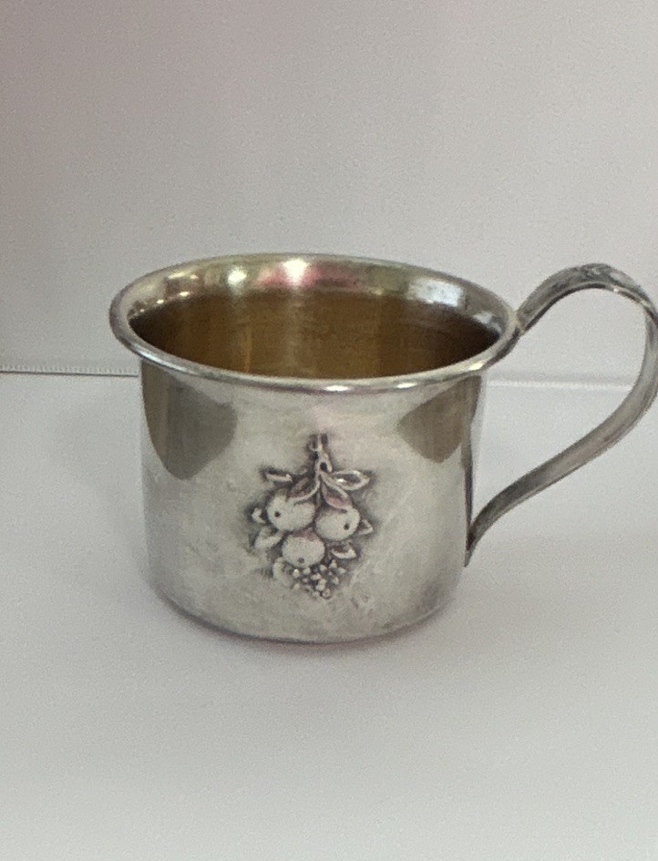 Webster Sterling Silver .925 Grape Motif Handled Cup, Gold Wash Interior