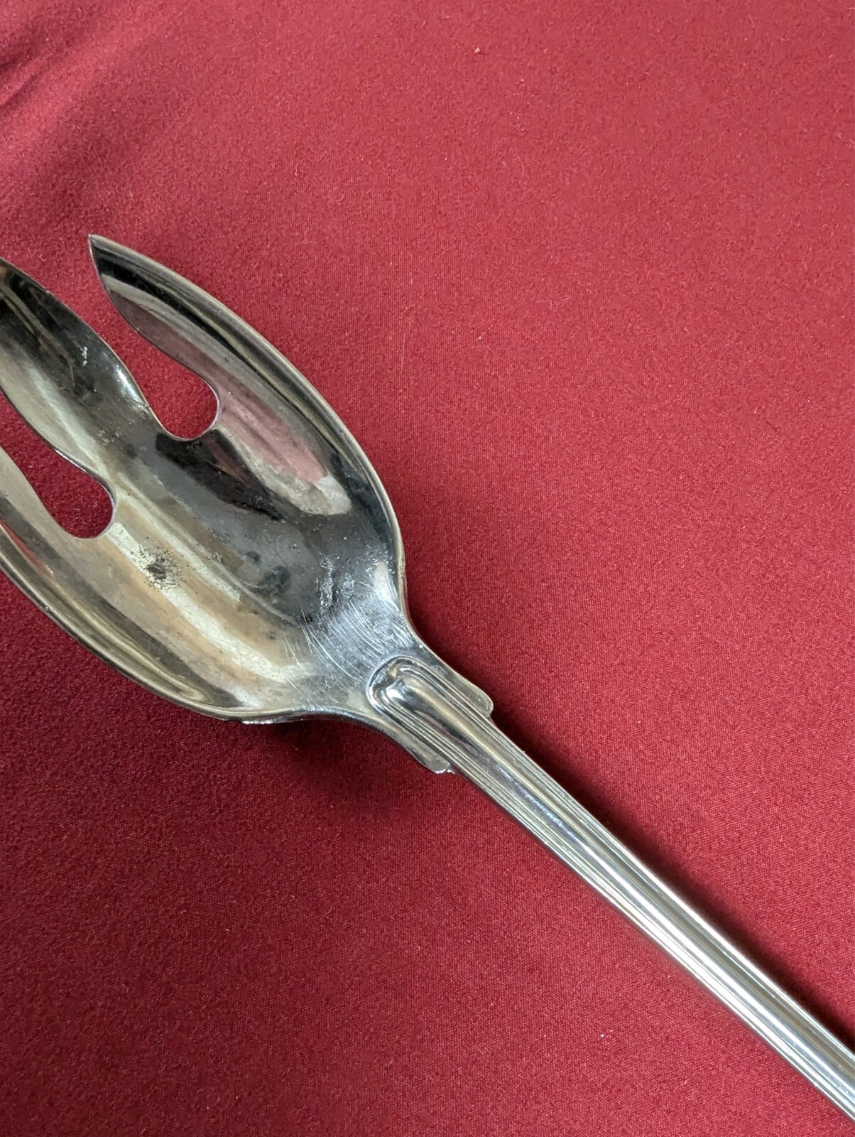 F B Rogers Bros Serving Shell Pattern Spork Silver Plate Ornate Italy 13″ Vtg