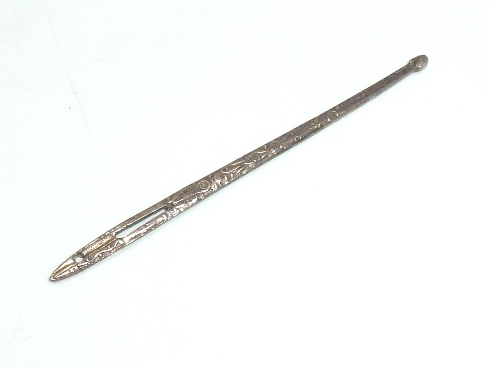 Victorian Sterling Silver Bodkin Ribbon Threader c 1865 Sewing Notion
