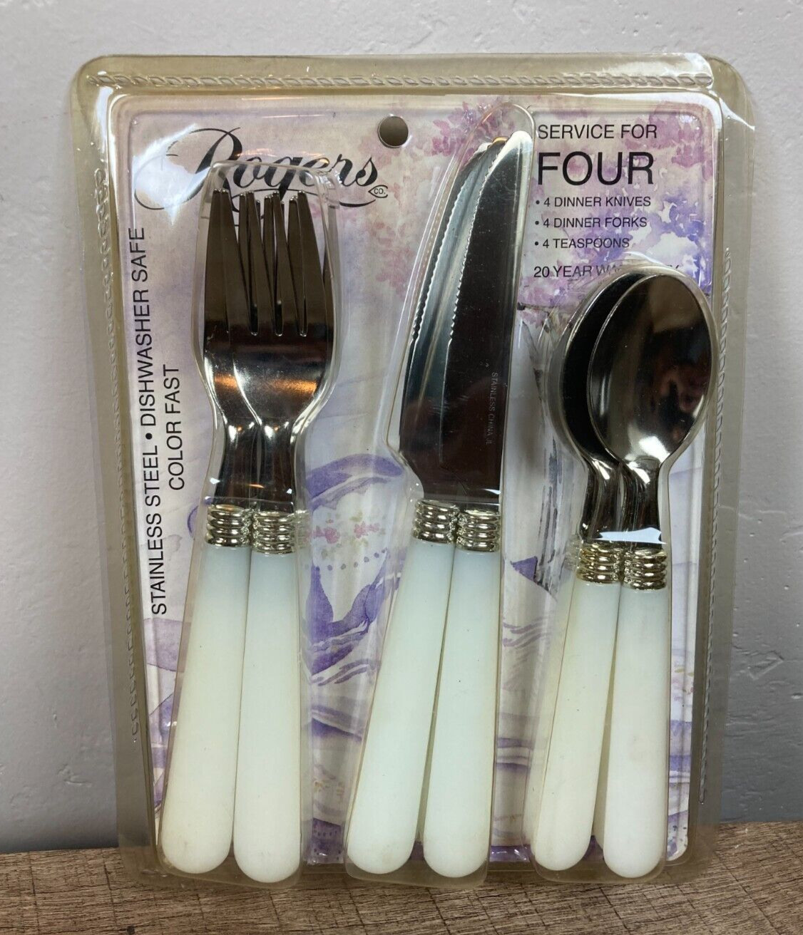 NEW SEALED Rogers by Stanley Roberts Service for 4 White 12 pieces Flatware