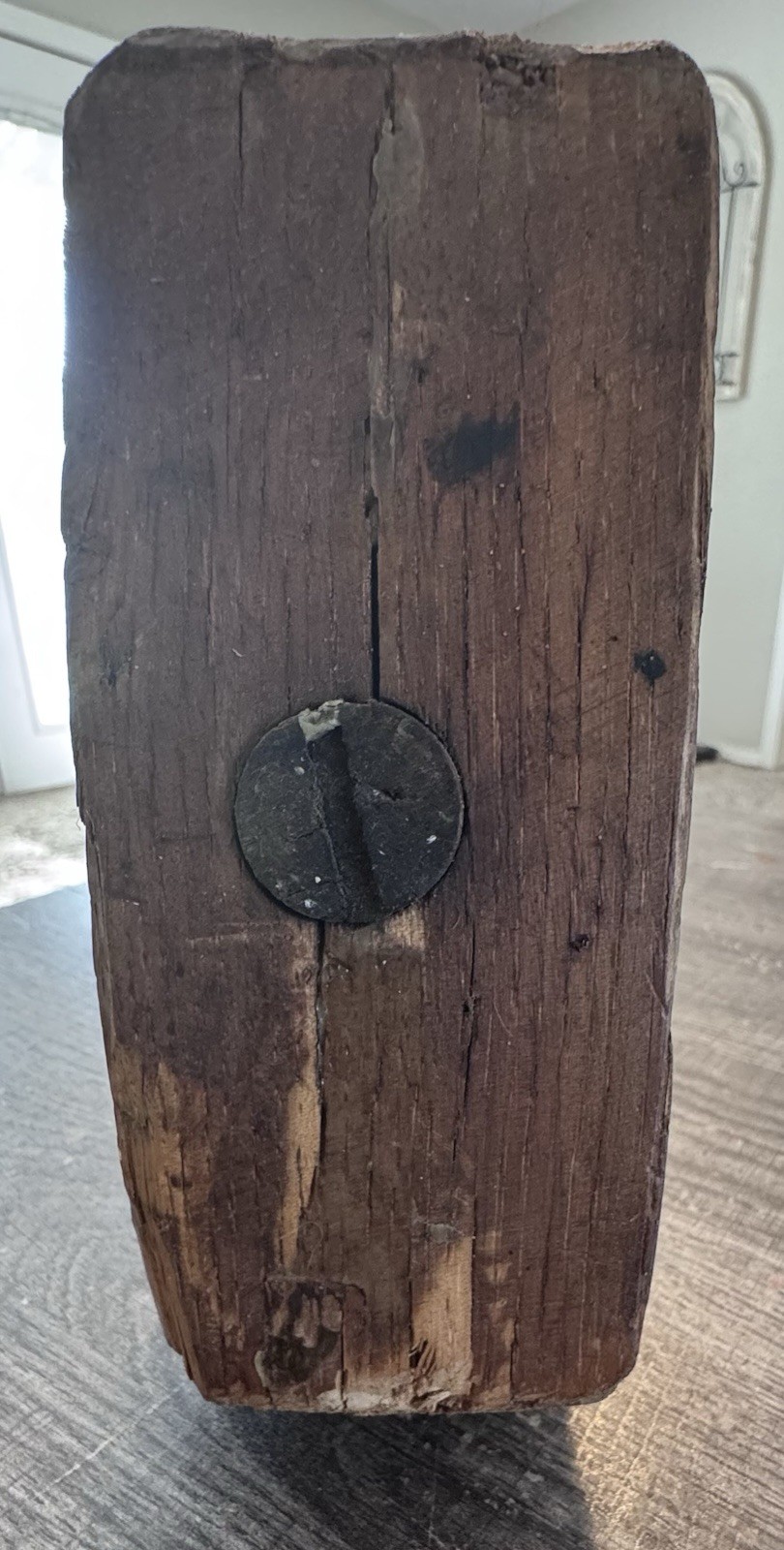 Antique Primitive Square Wooden Block Mall Wood Joint Hammer Mallet Amish 1914