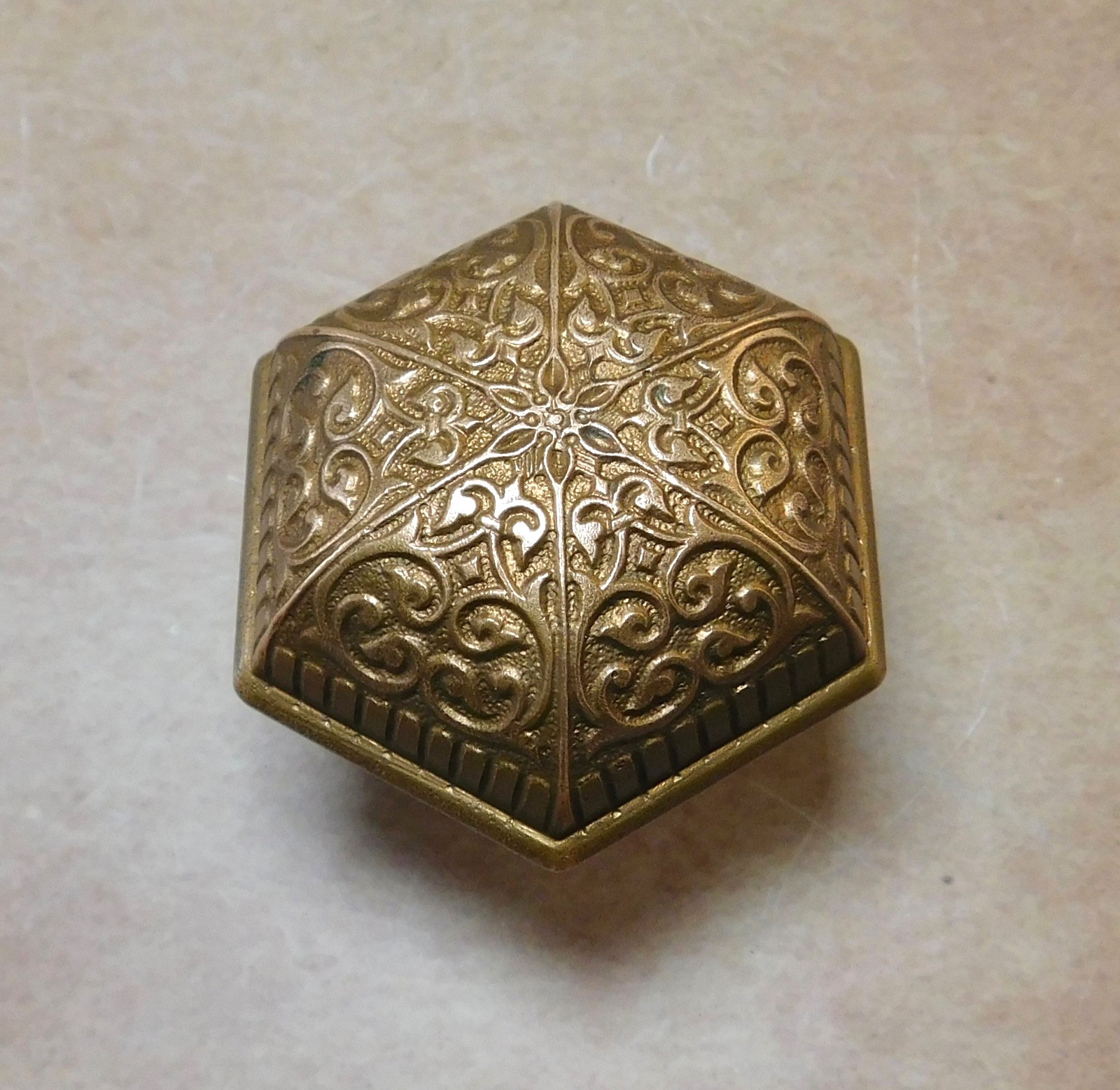 Antique Corbin hexagonal door knob 1875 brass bronze C-10200 Victorian