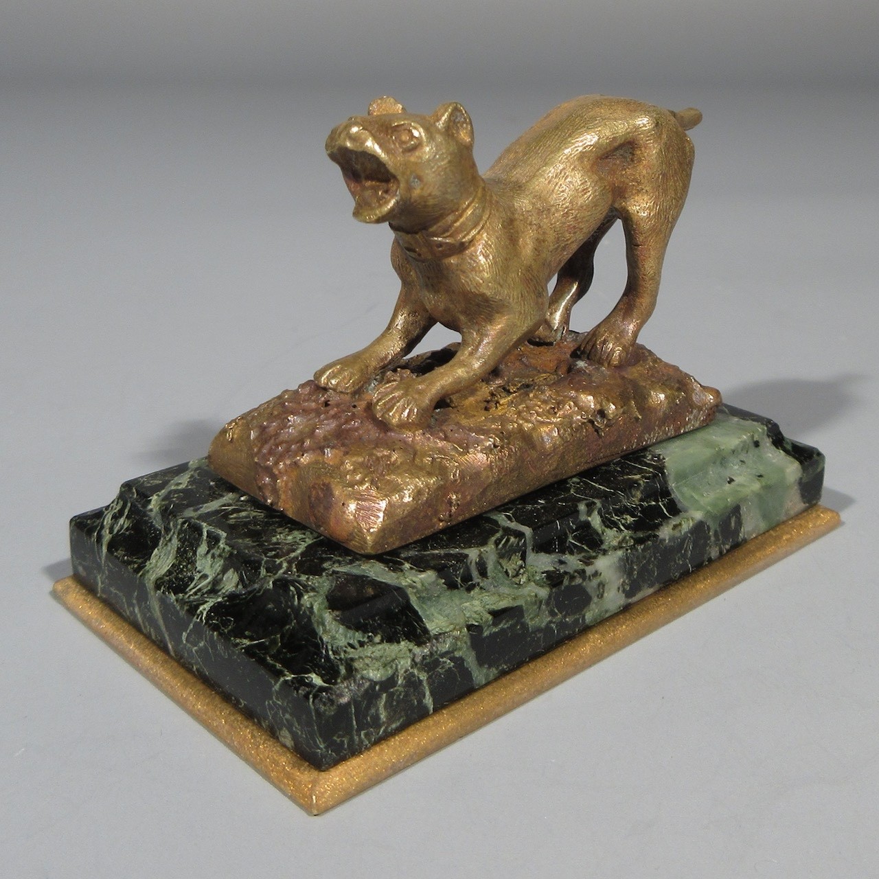 Antique French Bronze Statue Figurine of a Dog, Marble Base