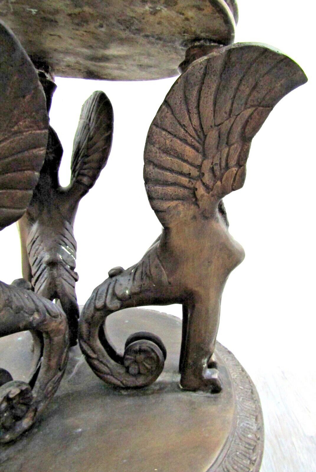 French Empire Style Bronze Jardiniere with Female Griffons and Cherubs 30″ Tall