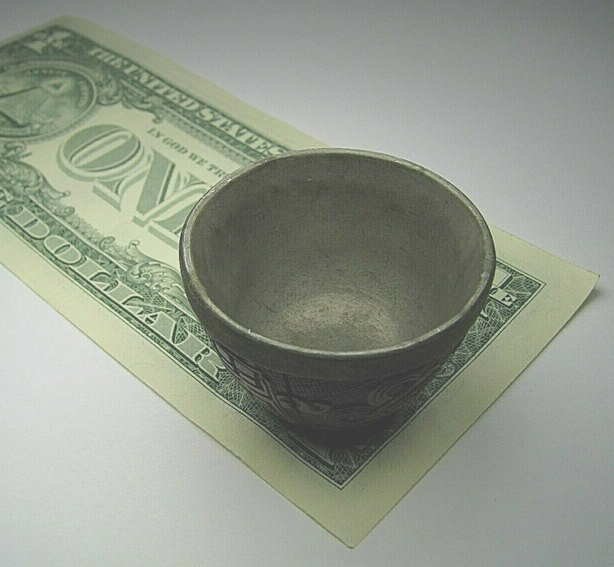 CHINESE COCONUT SHELL PEWTER TEACUP TEA CUP Qing Dynasty China Asia ca1800s USED