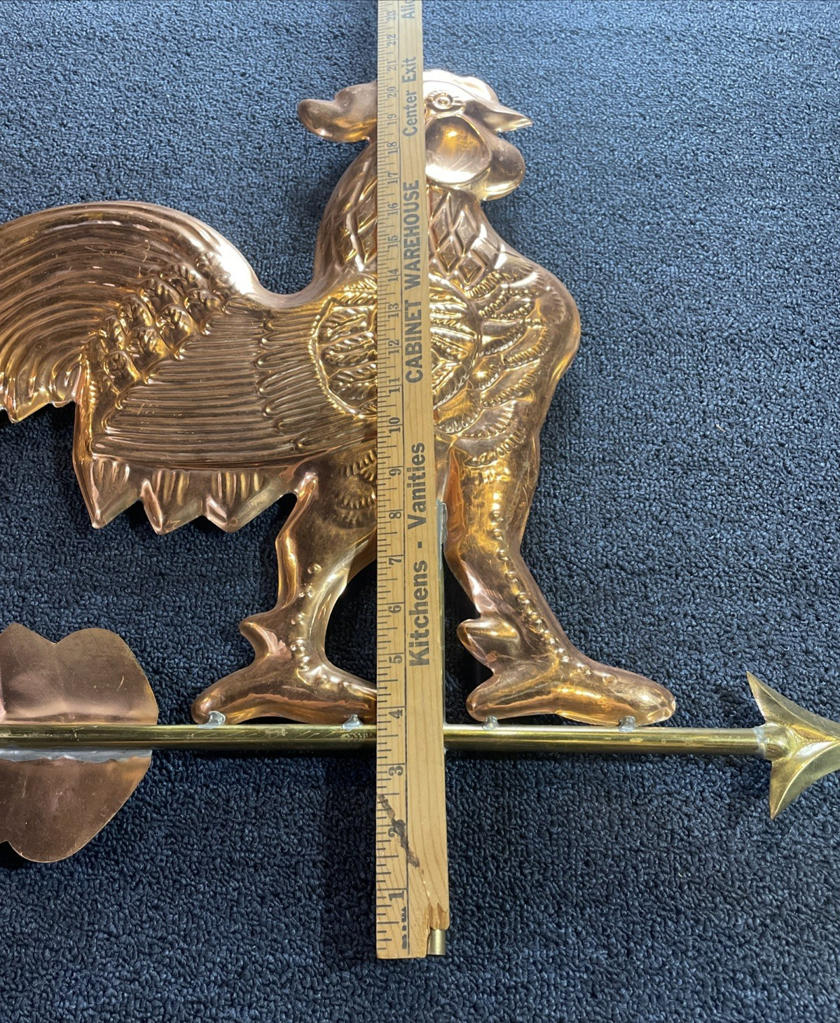 Rooster Weather Vane , copper and brass (?) , 2 sided, 21 inches x 23 inches