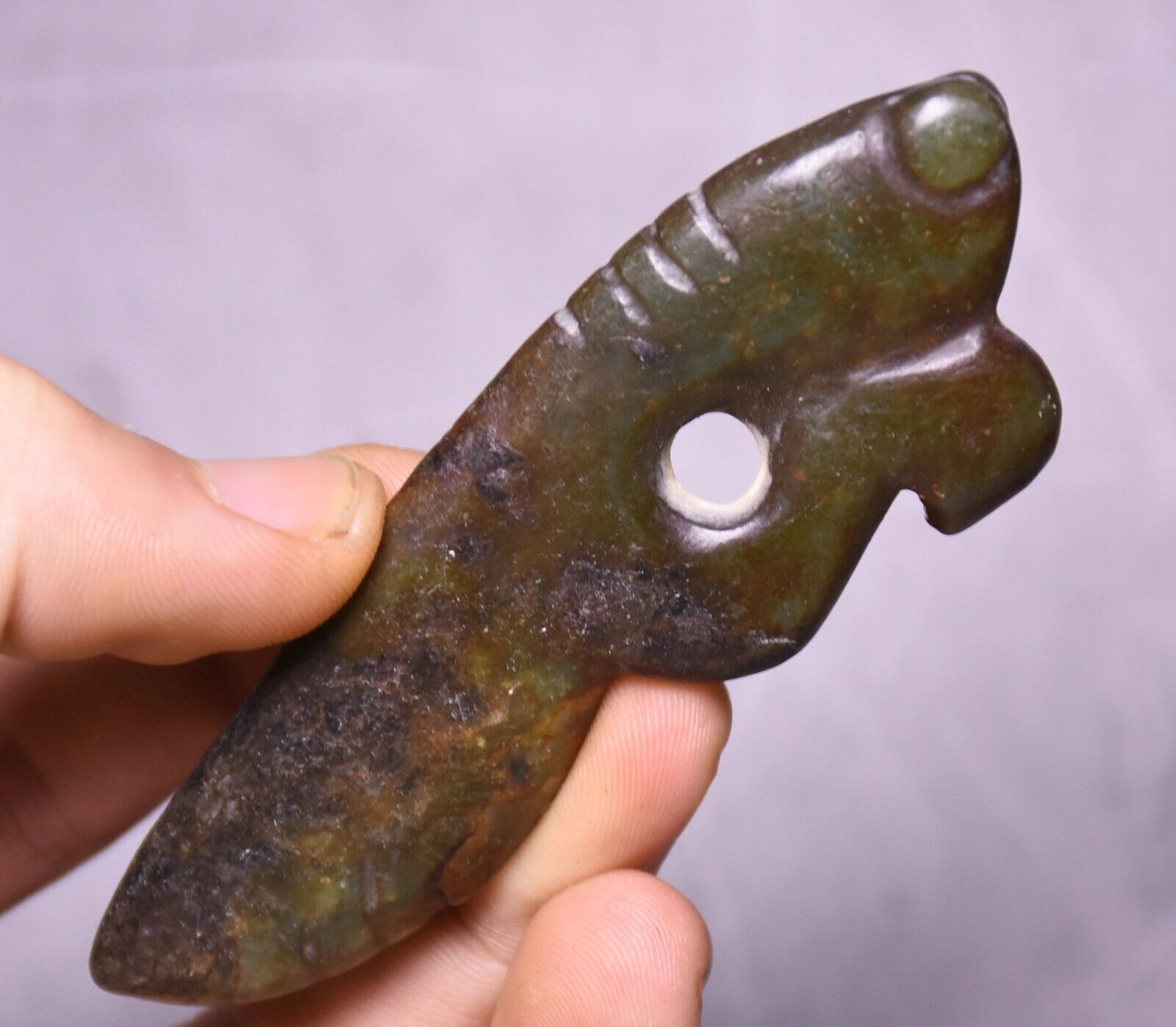 9CM China Hongshan Culture Old Jade Carved Animal Praying mantis Amulet Pendant