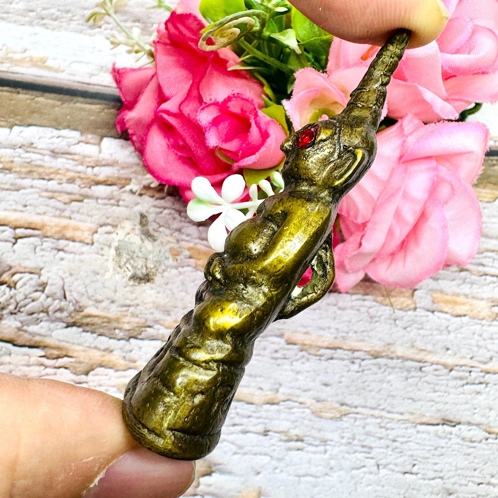 Ngung Bronze Miniature Wizard Strong Master Magic Spell Mien Thai Amulet #18622